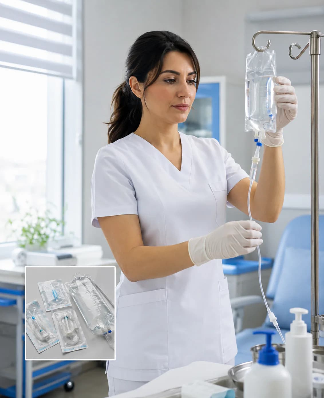 Kayseri Atom Serum sağlık kabininde serum hazırlığı